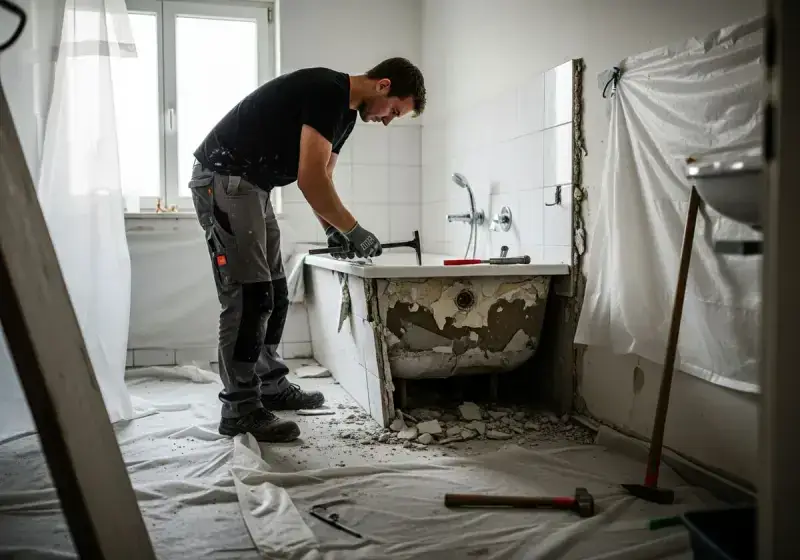 Demontage des alten Badezimmers