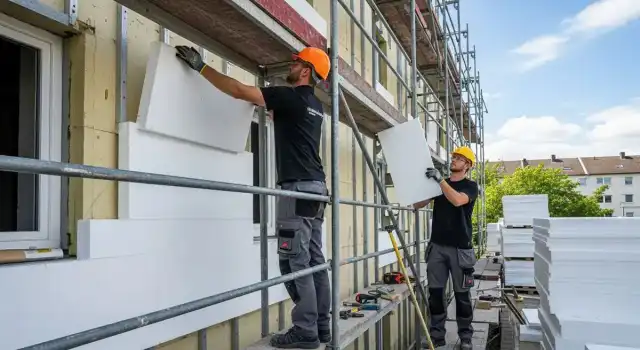 Fassadendämmung an einem Münchner Gebäude