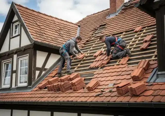 Dachdecker bei der Dachsanierung