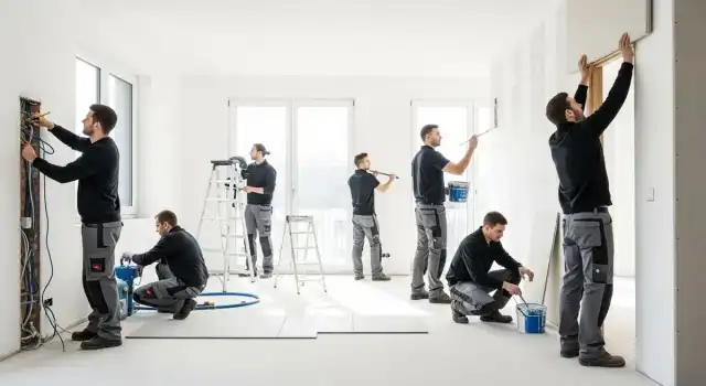 Handwerkerteam bei einer Komplettsanierung in München