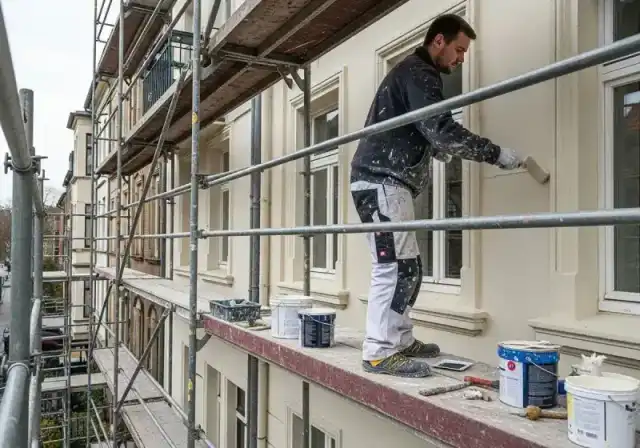 Fassadenanstrich mit Silikonharzfarbe