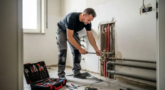 Sanitärinstallateur bei der Rohrsanierung
