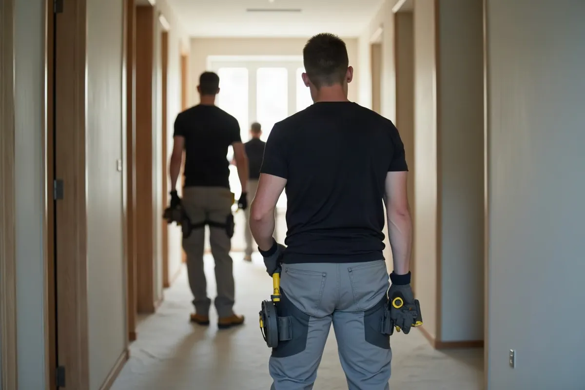Aufgerissene frisch gestrichene Wand für neue Leitungen